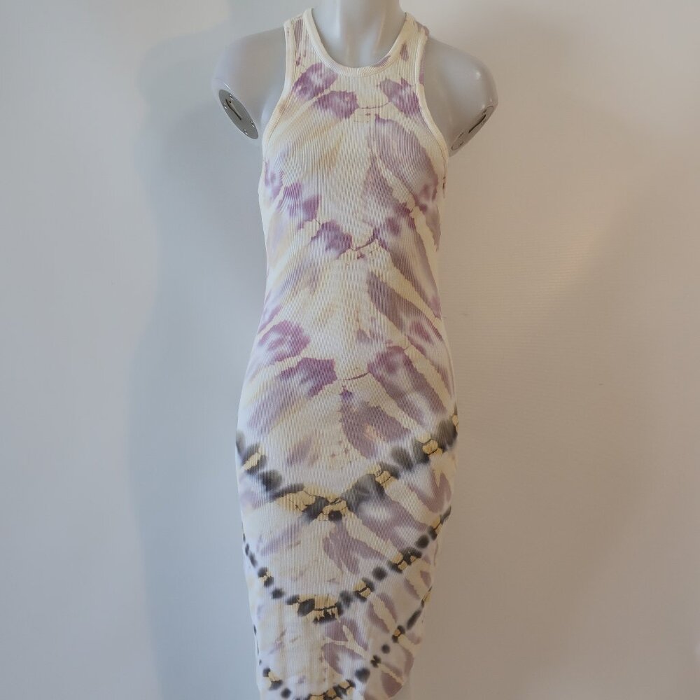 Womens YFB Yellow, Purple Tie-Dye Ribbed Tank Midi Dress XS